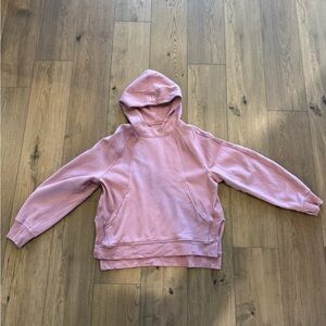 Scuba oversized side slit hoodie in Rose Blush. Size M/L